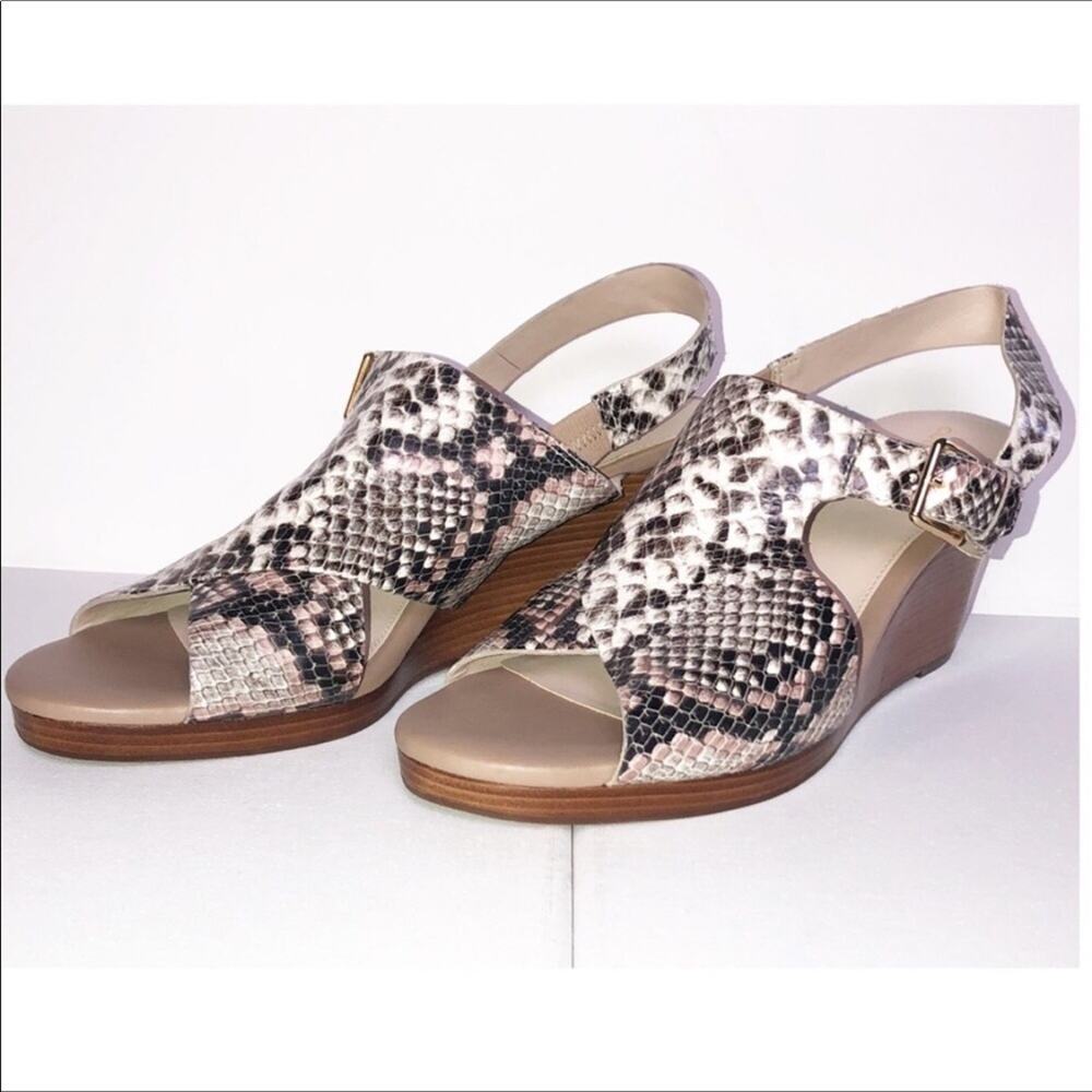 Cole Haan B&W Python Leather Open Toe Ankle Strap… - image 2